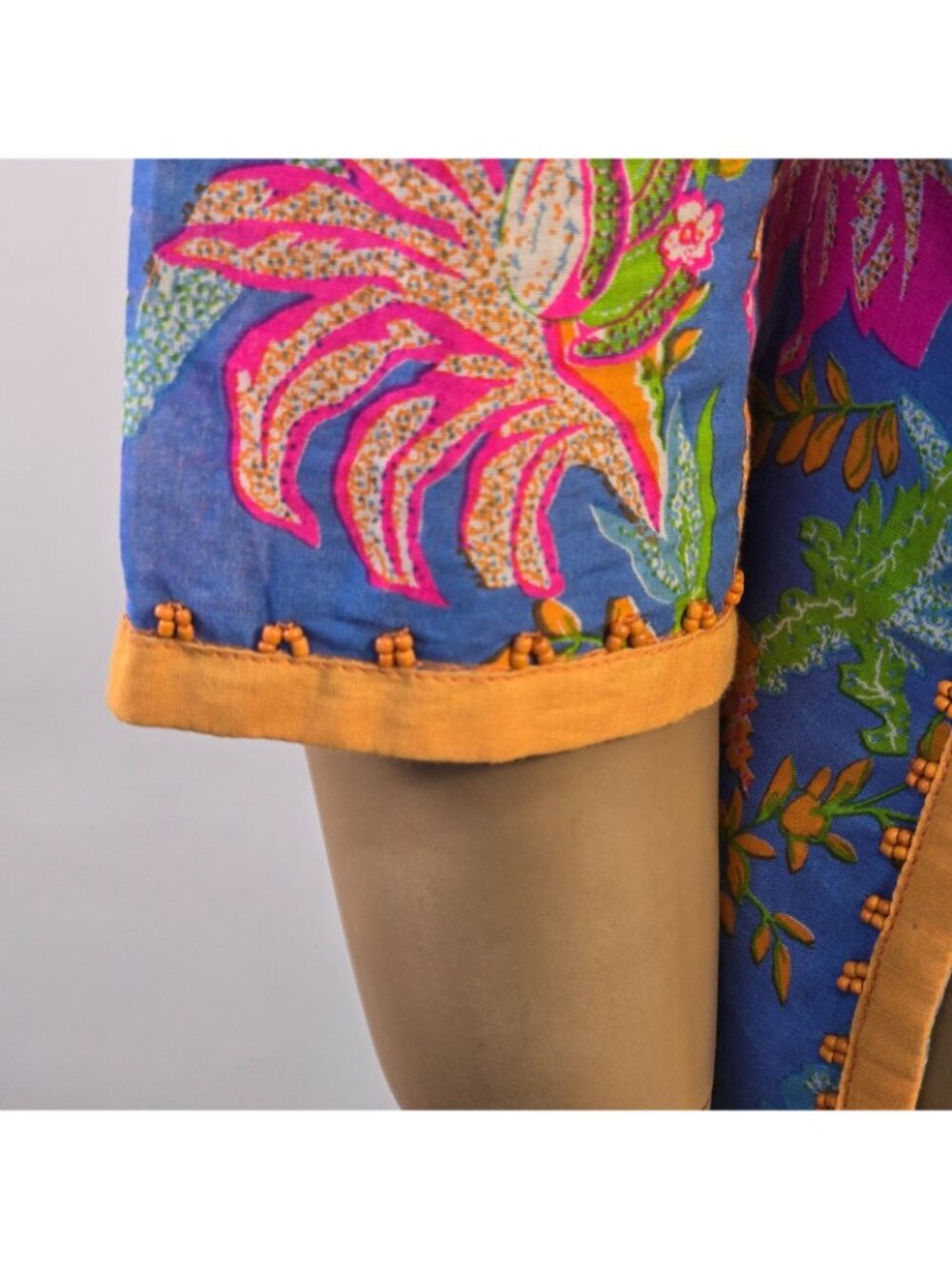 Gretchen Scott Resortwear Split Neck Tropical Pullover Tunic 3/4 Sleeve Sz L - Picture 9 of 13